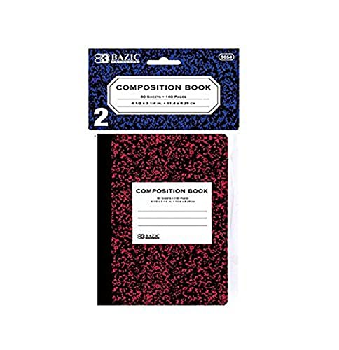 BAZIC Mini Marble Composition Book, 4.5 x 3.25 Inch, 80 Sheets - Pack of 2