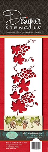 Designer Stencils C049 Small Grapevine Cake Stencil, Beige/semi-transparent, 3 x 7.6