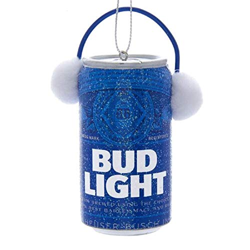 Kurt Adler Budweiser Bud Light Can with Ear Muffs Ornament