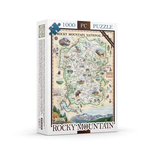 Xplorer Maps Rocky Mountain National Park Map Cardboard Jigsaw Puzzle - 1000 Pieces, Hand-Illustrated - Educational, Family Activity, Ages 7+, Includes Poster - 25.4 x 19.8
