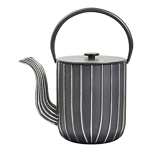 Ja by Frieling, Marage Black/Silver Cast Iron Teapot with Stainless Steel Infuser, 34 oz.
