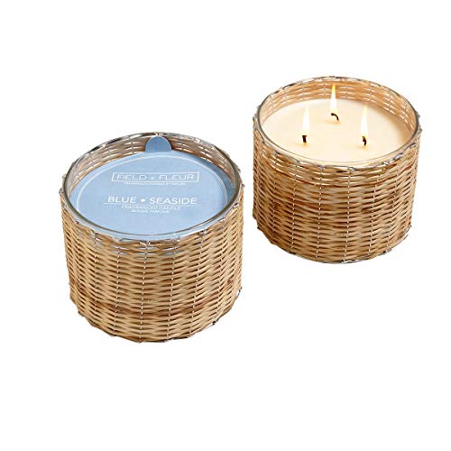 Hillhouse Naturals BSGL3 Blue Seaside 3 Wick Handwoven Candle, 21oz