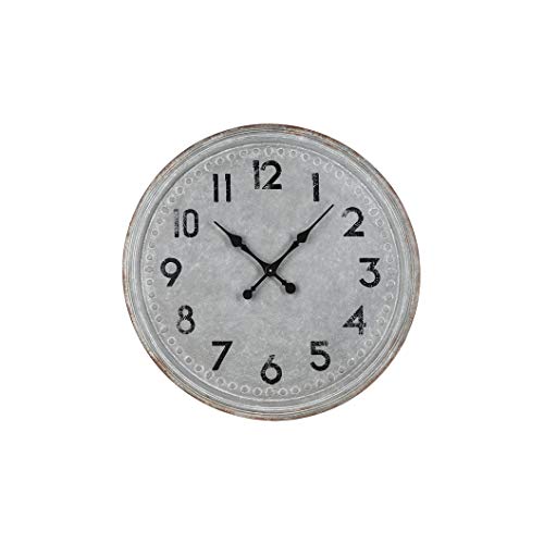 Ganz CB173893 Distressed Greywash Wall Clock with Black Numbers, 31-inch Diameter