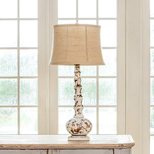 Park Hill Collection ELT81876 Bouteille Lamp,16-inch Diameter, Rubber Wood, Iron, Burlap