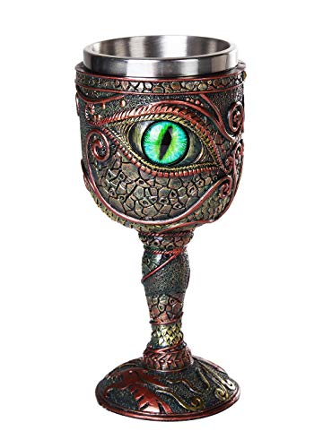 Pacific Trading Giftware The Eye of The Dragon Mystical Fantasy Chalice 7oz Wine Goblet with Removable Stainless Steel Insert