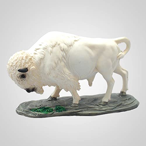 Lipco Poly Resin White Buffalo Figurine, 5-inch Length, Tabletop Decoration