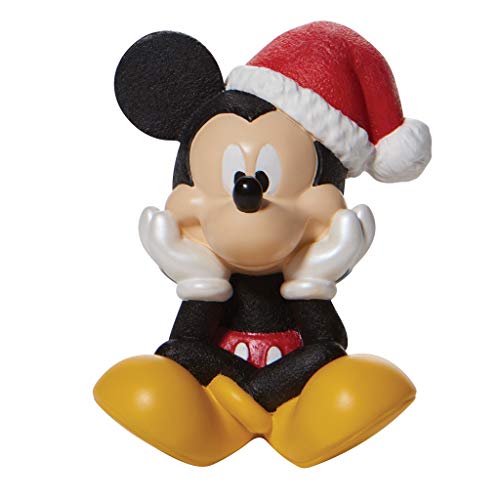 Department 56 Disney Mickey Mouse Holiday Santa Hat Miniature Figurine, 3 Inch, Multicolor