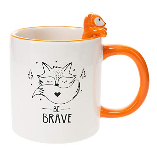 Pavilion Gift Company Be Brave-Fox Orange 17oz Dolomite Coffee Cup Mug