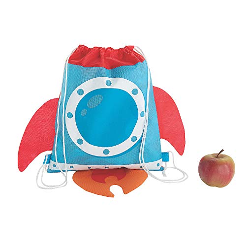 Fun Express ROCKET DRAWSTRING BAGS - Apparel Accessories - 12 Pieces