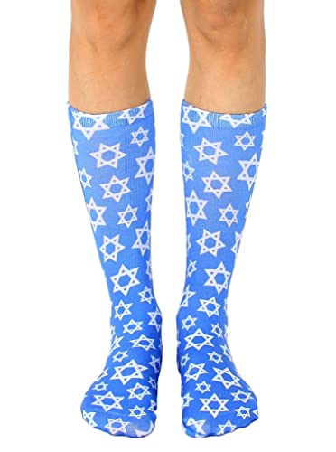 Living Royal 7054C Hanukkah Star Crew Socks, 13-inch Length