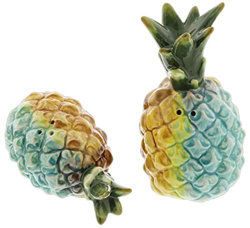 Blue Sky Clayworks Ceramic Tropical Pineapple Salt & Pepper Shaker Set