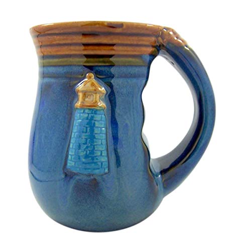Cape Shore Handwarmer Coffee Cup with Coastal Collage Lighthouse Design, 18 Ounce