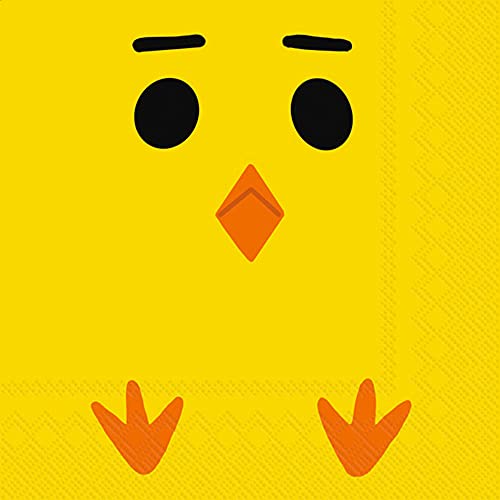 Boston International IHR 3-Ply Paper Napkins, 20-Count Cocktail Size, Yellow Chick