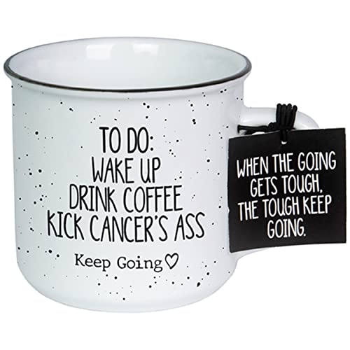 Carson Home 24903 Keep Going Collection Kick Cancer Vintage Mug with Tag, 13 oz
