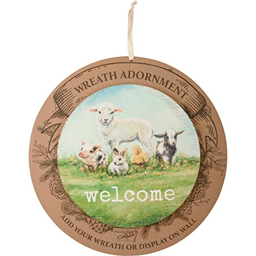Primitives By Kathy 112533 Young Farm Friends Welcome Wreath Insert, 10-inch Diameter