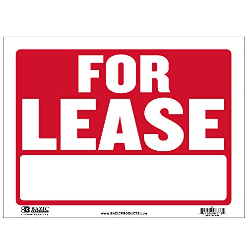 BAZIC For Lease Sign 9"X12", For Rent Rental House Home Apartment Car Auto Store Shops Business Waterproof Indoor Signage, 1-Pack