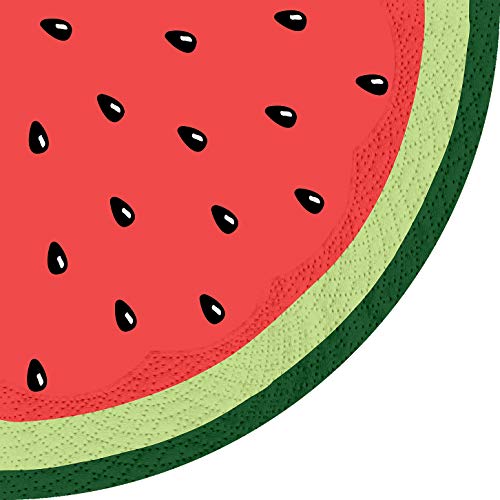 Abbott Collection  88-R-000200 Round Watermelon Napkins. 12 Pack, 6.5 inches D, Red