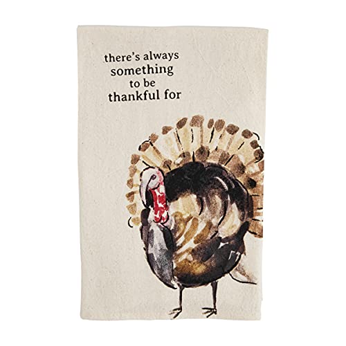 Mud Pie Fall Watercolor Flour Sack Towel, Thankful for, 26" x 16.5", Cotton