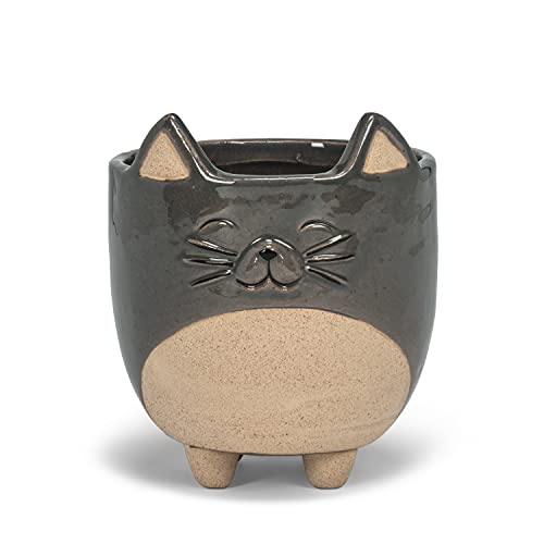 Abbott Collection  27-CRITTER-829-LG Large Cat on Legs Planter, Grey