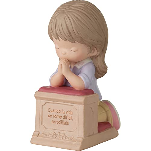 Precious Moments 223006E When Life Gets Too Hard to Stand, Kneel Brunette Hair/Medium Skin Spanish Bisque Porcelain Figurine