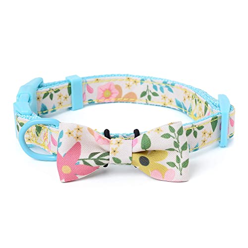 Mile High Life | Natural Wild Flower Collection | Soft Poly Cotton Fabric | Girl Dog Collars | Bowtie Collar (Wild Flowers, Collar: X-Small Neck 9"-13" -20 Ib)