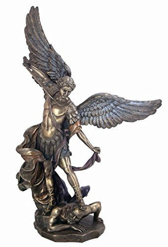 Unicorn Studio 14.63 Inch Saint Michael Tramples Demon Cold Cast Bronze Figurine