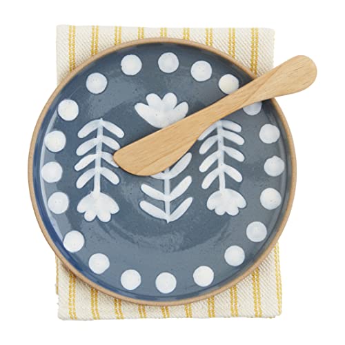 Mud Pie Blue Dot Appetizer Plate Set, 6 1/2-inch Diameter