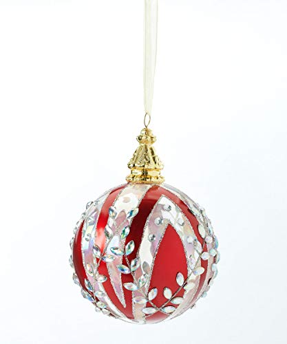 Giftcraft 665313 Jeweled Ball Ornament, 5-inch Height, Glass