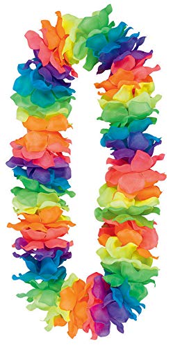 Amscan 395835 Neon Rainbow Fabric Flower Party Lei, 40"