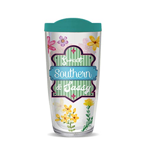 Freeheart Trendy Not Spendy Collection | Tumbler Cup 16 Oz | Temperature Retention, Thermal Insulated | Dishwasher and Microwave Safe | Great Gift Idea (Sweet Southern Sassy w/ Teal Lid)