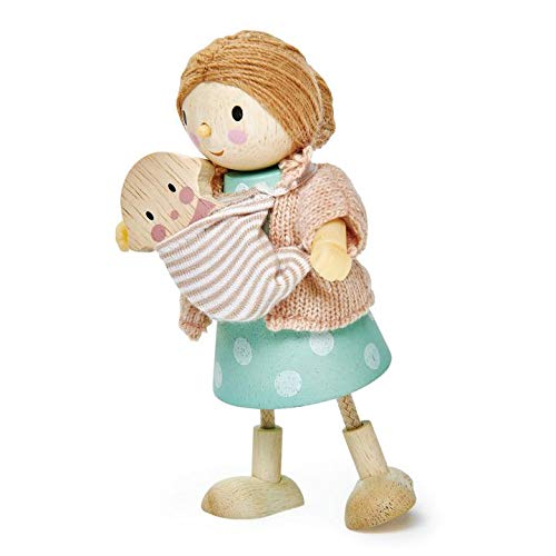 Tender Leaf Toys - The Goodwood Family - Wooden Action Figure Dollhouse Miniatures Dolls for Age 3+ (Mrs. Goodwood and The Baby)
