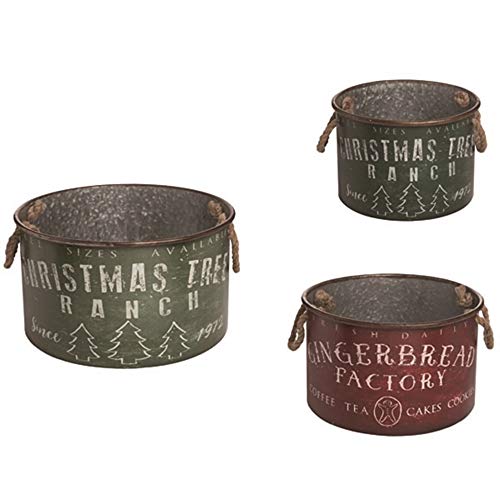 Transpac Y6634 Nostalgic Christmas Containers, Set of 3, Metal