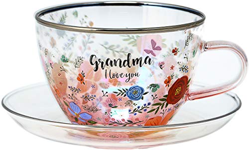 Pavilion- Grandma - 7 oz Glass Tea Cup and Saucer
