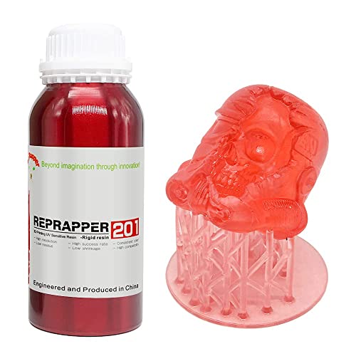 RepRapper 201 Clear Red 3D Printer Resin 405nm Fast UV-Curing Standard Photopolymer Resin with Excellent Fluidity, Easy to Print Model Transparent Red Resin for LCD 3D Printing Translucent Red 500g