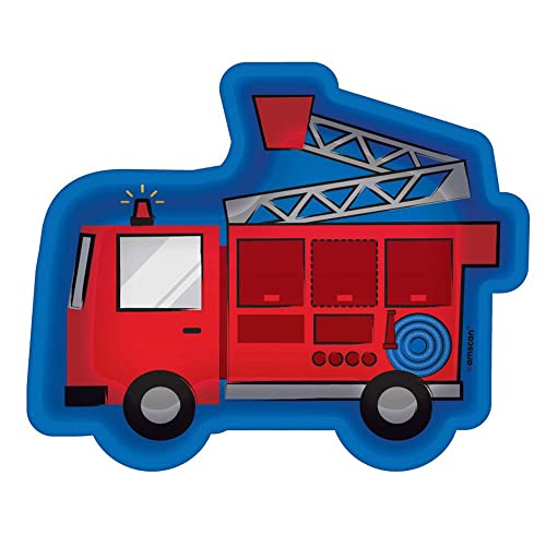 Amscan 5472713 7 inch Fire Truck Shaped Plate