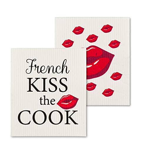 Abbott Collection  French Kiss The Cook Dishcloths. Set of 2.