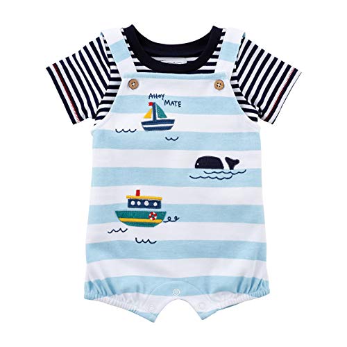 Mud Pie Sailboat Overall and Shirt, Blue, 0-3 Months