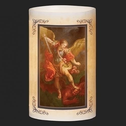 Roman Patrons and Protectors St. Michael LED Candle, 6-inch Height, Religious Decoration