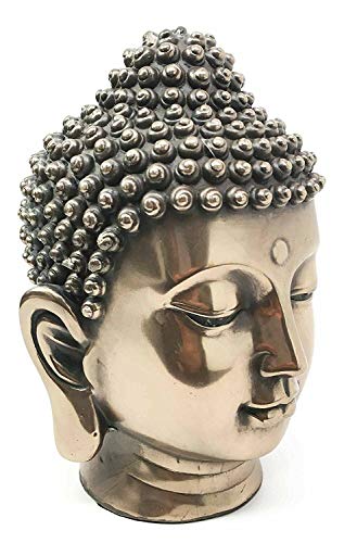 Pacific Trading PTC 6.5 Inch Buddha Head Buddhist Religious Bronze Finish Statue Figurine