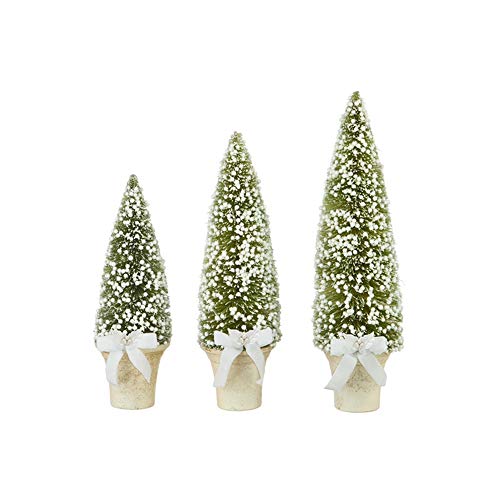 RAZ Imports 2021 Holiday Homestead 16" Potted Bottle Brush Tree with White Berries, Set of 3