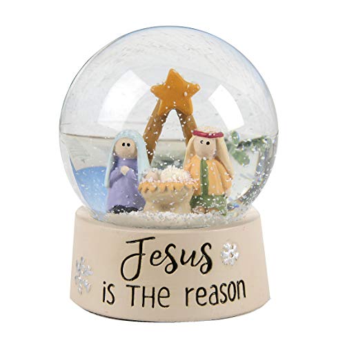 Blossom Bucket 208-12891 Jesus is The Reason Snow Globe with Holy Family, Small, Light Colored