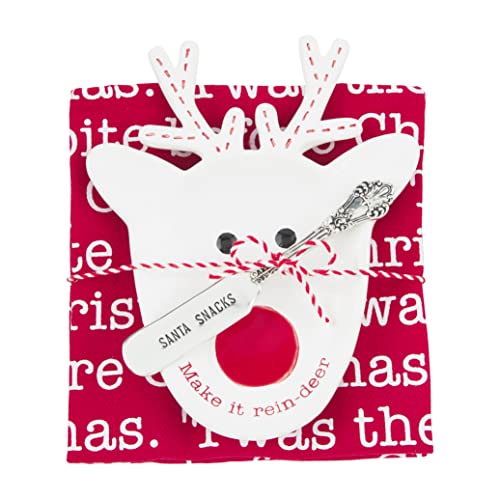 Mud Pie Reindeer Holiday Appetizer Set, Dolomite, Multicolor