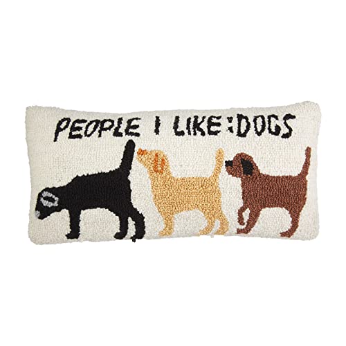 Mud Pie People Dog Hook Wool Pillow, 8" x 18" , People