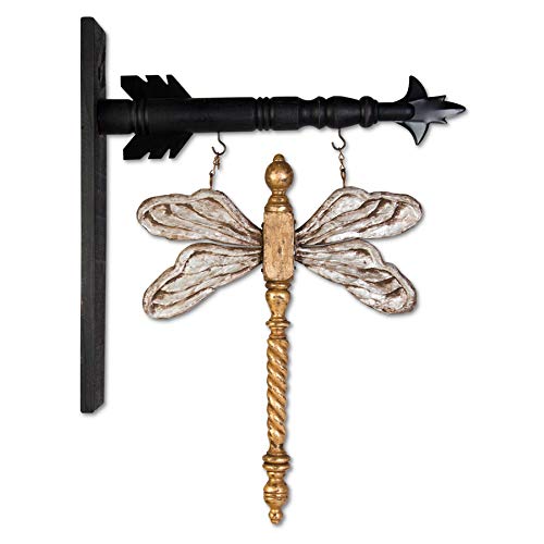 K&K Interiors 16420A 17 Inch Silver and Gold Resin Dragonfly Arrow Replacement, 17" H x 12.5" W x 1.25" D