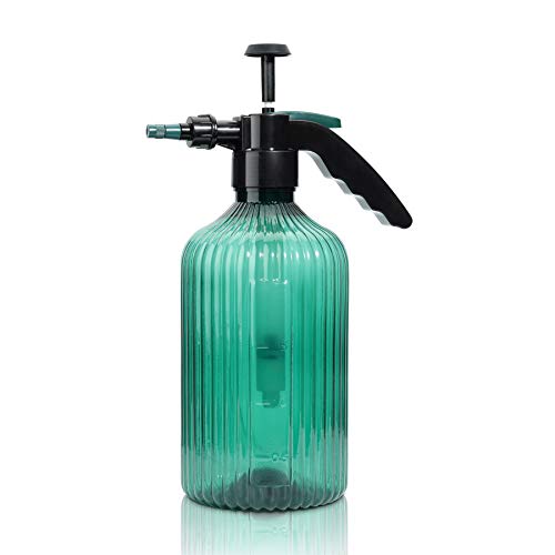 T4U Fine Mist Spray Bottle Plastic Green 2L, Hand Held Pressure Plant Mister with Top Pump, Empty Water Sprayer Watering Can with Adjustable Nozzle for Indoor and Outdoor Gardening and Home Cleaning