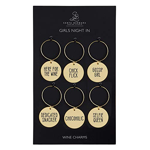 Creative Brands Zinc Alloy Wine Charms, Set of 6, Girls Night In
