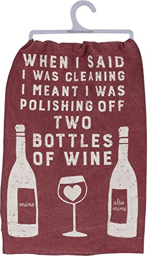 Primitives by Kathy Dish Towel - Polishing Off Two Bottles Of Wine