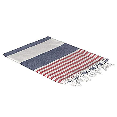 Birchwood Chaput's Boreas Style Turkish Beach Towel, Navy/Red