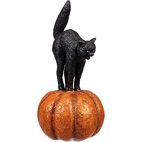 Primitives by Kathy Halloween Cat on Pumpkin Figurine