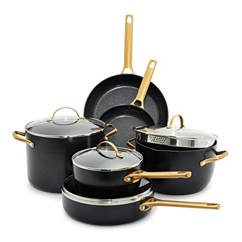 Cookware Company GreenPan Padova Reserve Healthy Ceramic Nonstick, Cookware Pots and Pans Set, 10 Piece, Black